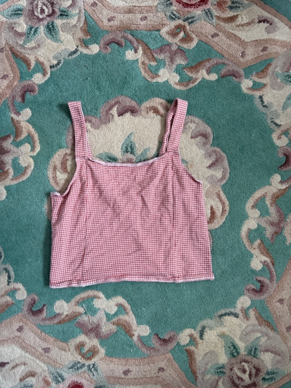 American Eagle Outfitters Pink Gingham Cropped Tank